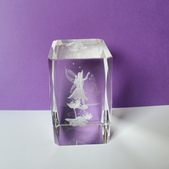 Etched Glass Fairy Paperweight - Picture 2 of 3